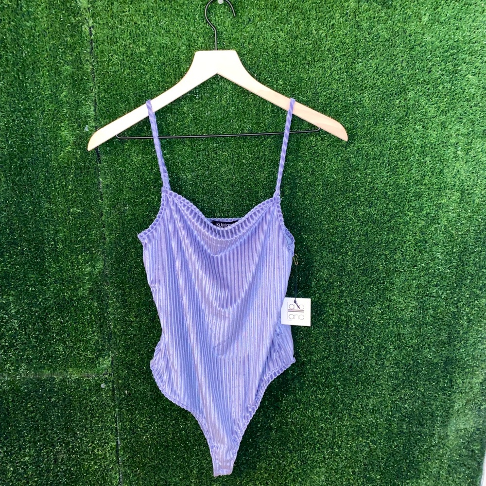 Nordstrom Brand LaLa Land Creative Co. Purple Velour Style Body Suit NWT
